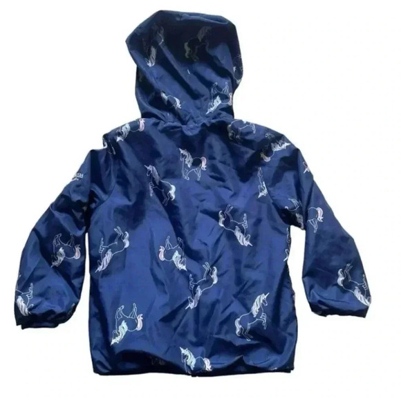 OshKosh B'Gosh  Girls Hooded Reversible Blue Jacket Coat SZ 4T #1734 - Picture 4 of 7